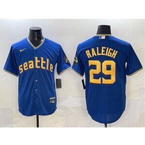 Mens Kids Youths Cal Raleigh Blue Stitched Jersey